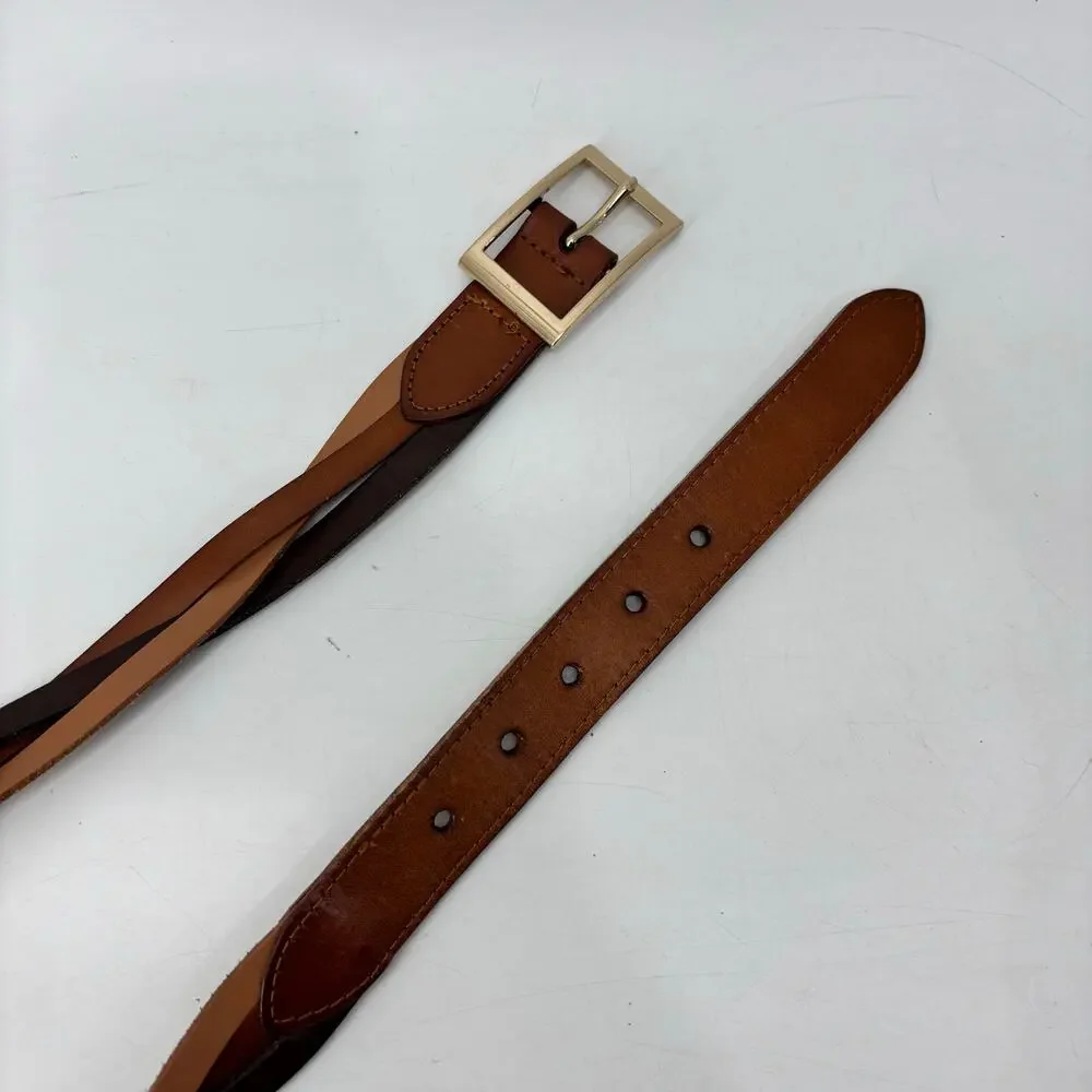 Women's Belt Size M/L Multi Shades Brawn Fashion Braided Boho